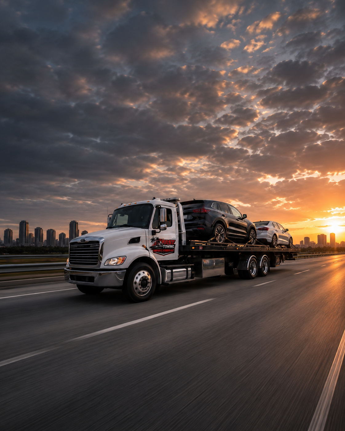 Fast Towing flatbed tow truck